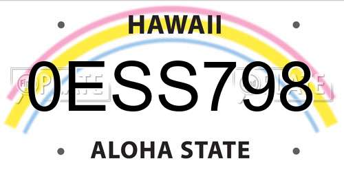 0ESS798 Hawaii License Plate
