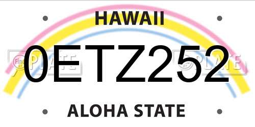 0ETZ252 Hawaii License Plate