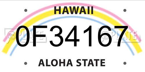 0F34167 Hawaii License Plate