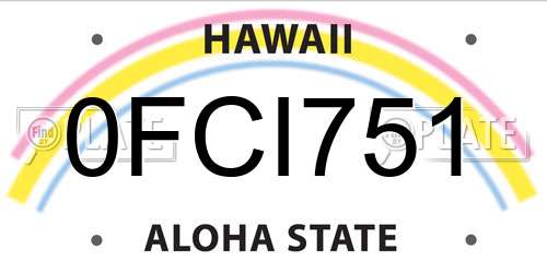 0FCI751 Hawaii License Plate