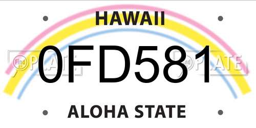0FD581 Hawaii License Plate