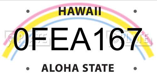 0FEA167 Hawaii License Plate