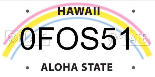 0FOS51 Hawaii License Plate
