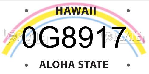 0G8917 Hawaii License Plate