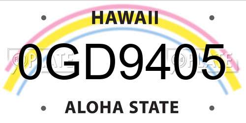 0GD9405 Hawaii License Plate