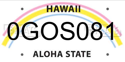 0GOS081 Hawaii License Plate
