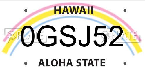 0GSJ52 Hawaii License Plate