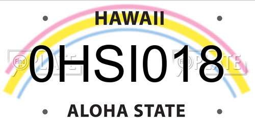 0HSI018 Hawaii License Plate