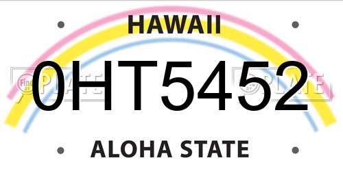 0HT5452 Hawaii License Plate