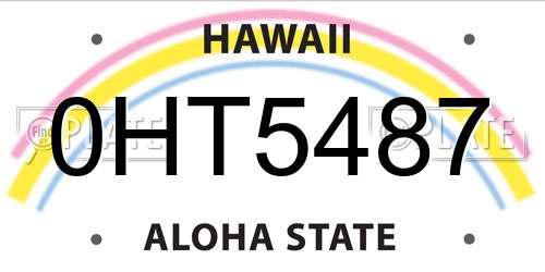 0HT5487 Hawaii License Plate