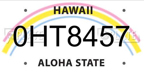 0HT8457 Hawaii License Plate