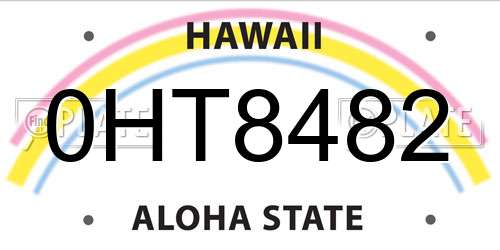 0HT8482 Hawaii License Plate