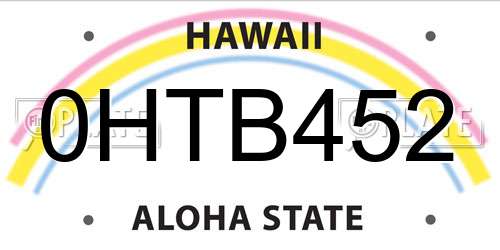 0HTB452 Hawaii License Plate