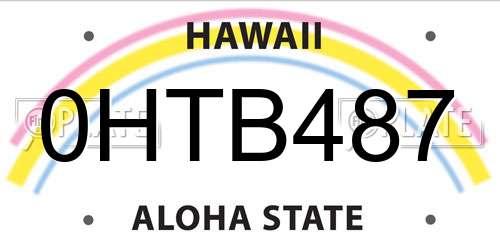 0HTB487 Hawaii License Plate