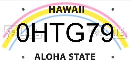 0HTG79 Hawaii License Plate