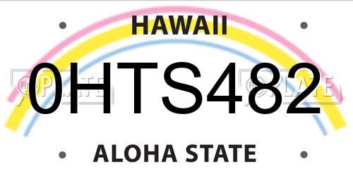 0HTS482 Hawaii License Plate
