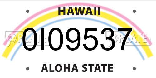 0I09537 Hawaii License Plate