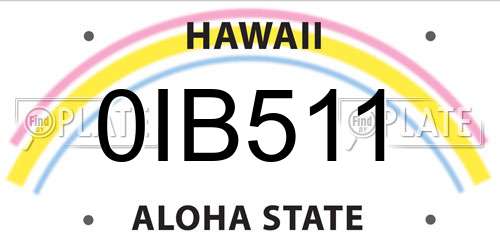 0IB511 Hawaii License Plate