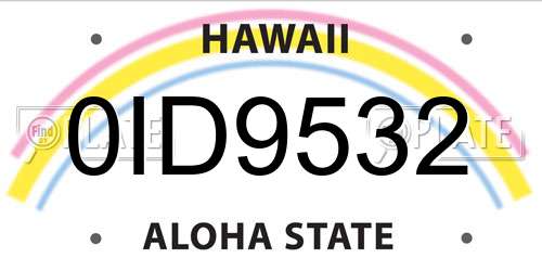 0ID9532 Hawaii License Plate