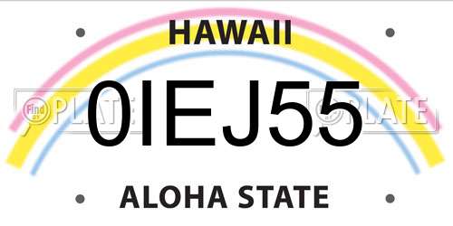 0IEJ55 Hawaii License Plate