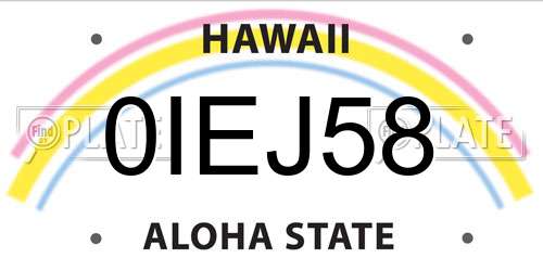 0IEJ58 Hawaii License Plate