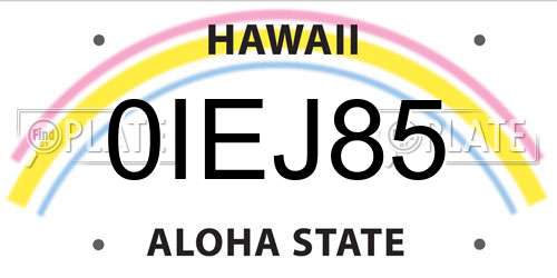 0IEJ85 Hawaii License Plate