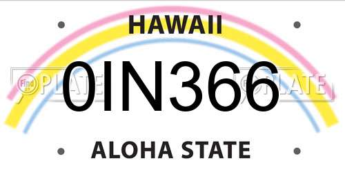 0IN366 Hawaii License Plate