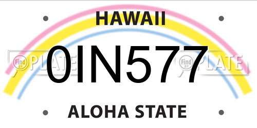 0IN577 Hawaii License Plate