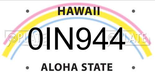0IN944 Hawaii License Plate