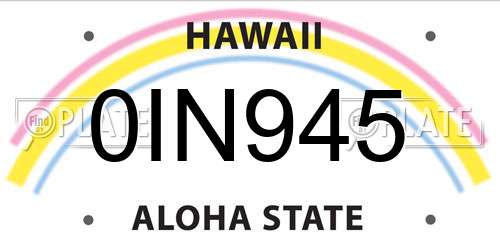 0IN945 Hawaii License Plate