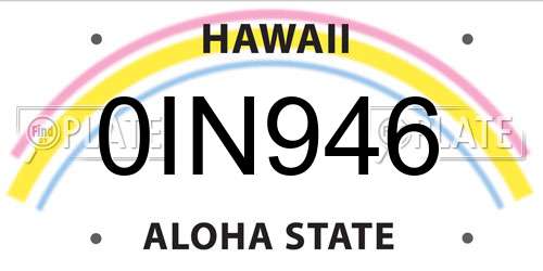 0IN946 Hawaii License Plate