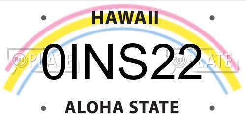0INS22 Hawaii License Plate