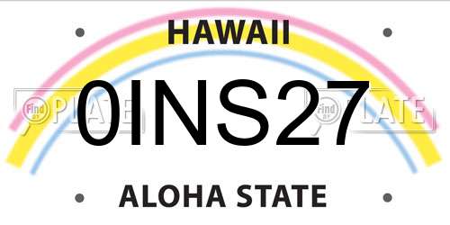 0INS27 Hawaii License Plate