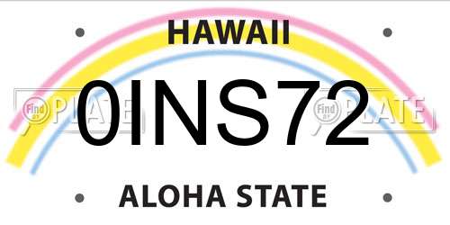 0INS72 Hawaii License Plate