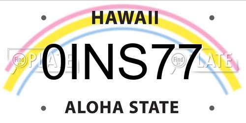 0INS77 Hawaii License Plate