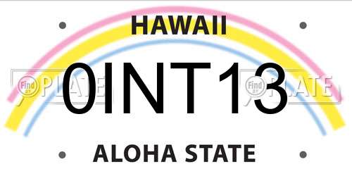 0INT13 Hawaii License Plate