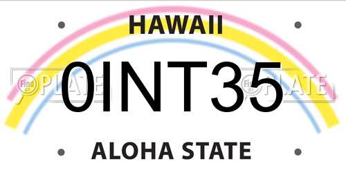 0INT35 Hawaii License Plate