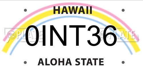0INT36 Hawaii License Plate
