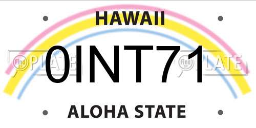 0INT71 Hawaii License Plate