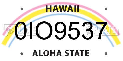 0IO9537 Hawaii License Plate