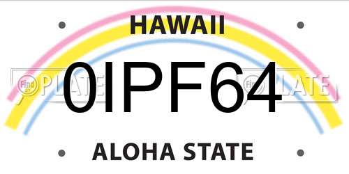 0IPF64 Hawaii License Plate