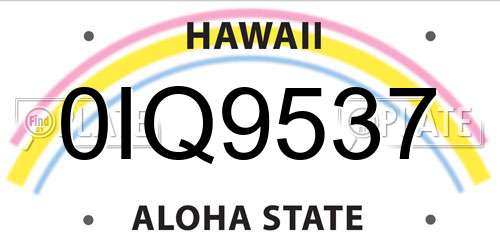 0IQ9537 Hawaii License Plate