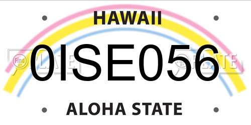 0ISE056 Hawaii License Plate