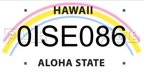 0ISE086 Hawaii License Plate