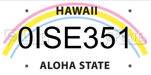 0ISE351 Hawaii License Plate