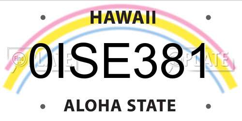 0ISE381 Hawaii License Plate