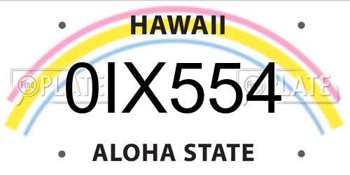 0IX554 Hawaii License Plate