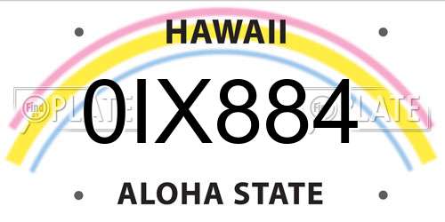 0IX884 Hawaii License Plate