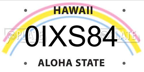 0IXS84 Hawaii License Plate