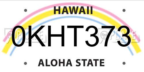 0KHT373 Hawaii License Plate